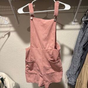 Pink Corduroy Overall Dress
